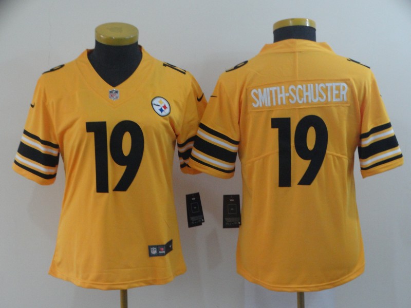 Women Pittsburgh Steelers #19 Smith-Schuster yellow Nike Limited NFL Jerseys->women nfl jersey->Women Jersey